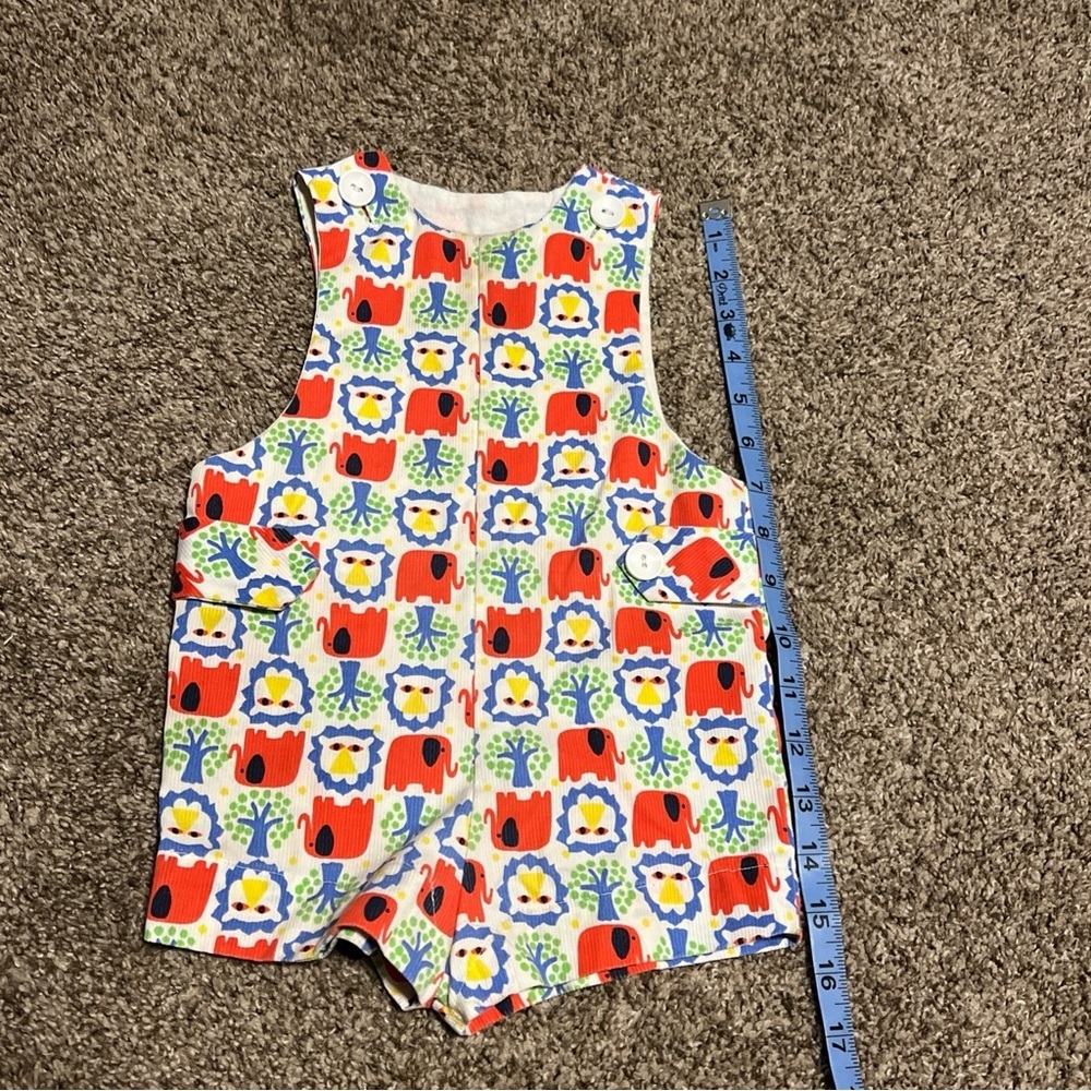 Vtg 60s Goodlord Tailored short overalls Elephant Red white blue 12M - Picture 6 of 7